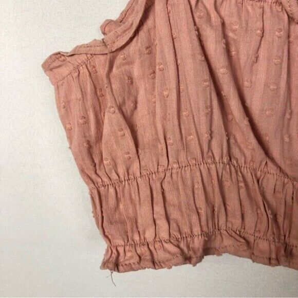 Boutique Pink Swiss Dot Shirred Crop Tank Top M - Picture 4 of 4